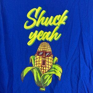Port & Company "Shuck Yeah" Graphic Tank Top XL Cotton Blue